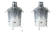 X2 Garden Rubbish Fire Bin Galvanized Incinerator Paper Leaf Wood Waste Burner