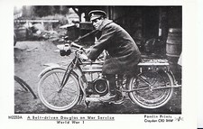 Motorcycle Postcard - A Belt-Driven Douglas on War Service - World War 1 -U1897