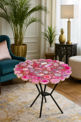 Pink agate coffee table - pink,