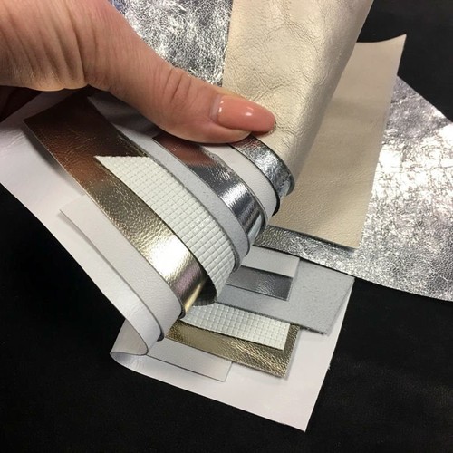 White silver metallic leather - white,