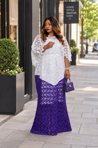 White purple cord lace bubu - white, &