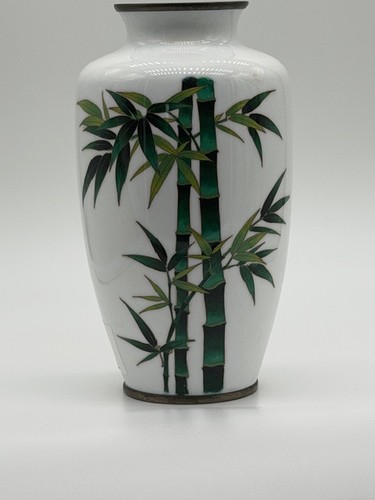 Cloisonne vase white green - vase,