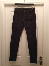 J BRAND Skinny Black Velvet/Cotton Tonal Geometric Pattern Stretch Jeans W29/L30