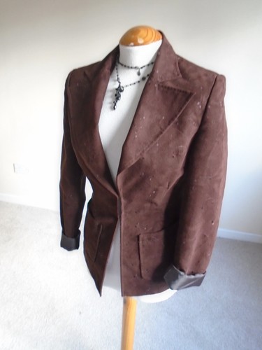 Brown suede jacket - jacket, embroidered