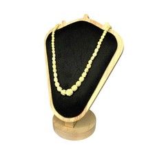 Vintage Floral Carved Celluloid and Bovine Bone Flower Bead Necklace