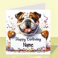 Personalised English Bulldog Dog Birthday Card