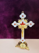 Metal Catholic Jesus Cross with Stand Religious Christian Church Crucifix W 13cm