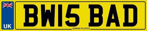 Number plate initials bw15 - number, bw