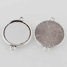 10 BLANK ROUND CABOCHON LINKS CONNECTOR SETTINGS 20mm TRAY TIBETAN SILVER CAB16