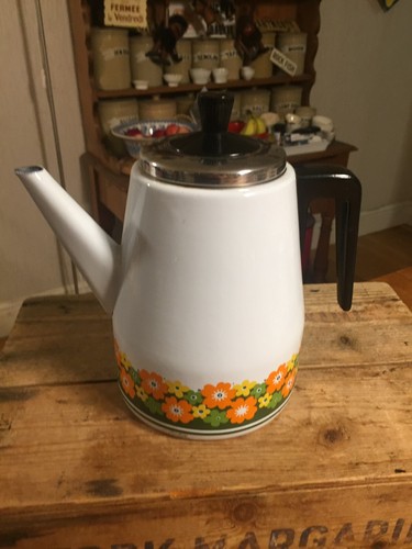 Vintage white enamel coffee - enamel,