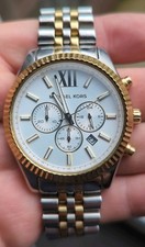 MICHAEL KORS MK8344 MEN'S WATCH BICOLOR STRAP SILVER DIAL SILVER CASE