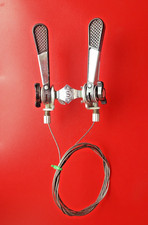 NEW OLD STOCK VINTAGE SIMPLEX PRESTIGE DOWNTUBE GEAR LEVERS,WITH 2 NEW CABLES !