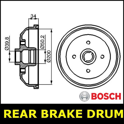 Brake drum rear - drum, fits