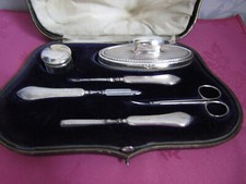 George V Silver Hallmarked Birmingham 1911-16 Cased Manicure Set In VGC for age