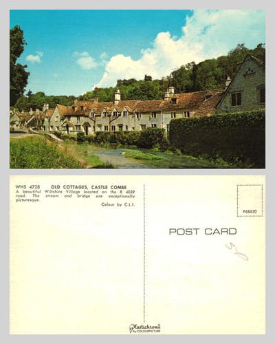 Postcard old cottages castle - cottages,
