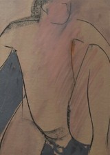 Mary Stork Original Mixed Media Painting Nude Portrait Cornwall Cornish Art