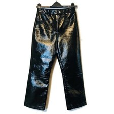 Topshop black vinyl pants - black, high