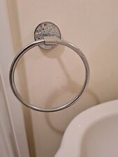 Silver Chrome Crushed Crystal Crack Glass Effect Towel Ring Holder For Bathroom