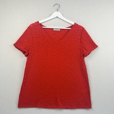 Matalan Soon Top Womens Size 12 Red Short Sleeve V Neck Summer Casual