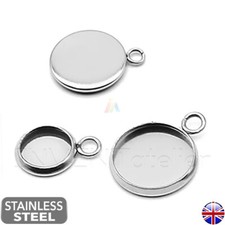 10x Stainless Steel Round Bezel Cabochon Base Setting for Pendant 6-30mm 820