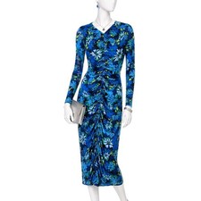 Whistles Blue Floral Ruched