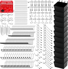 Pegboard Organizer Set 300Pc Hooks Kit for Garage Tools Storage Black