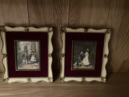 Pair framed miniature - pair, of