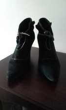 Bertie size 6 black swede ankle length boots with frills and lace at front