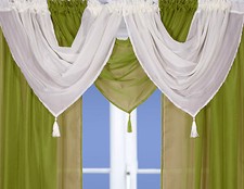 Voile Swags - Tassled - All Colours - Pelmet Valance Net Curtains Voile Curtains