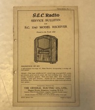 G.E.C. Radio Service Bulletin  B.C. 3340 Model Receiver  1933