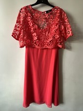 Lana Marie Dress & Lace Bolero Coral Pink Fit & Flare V Back / Front Occasion 10
