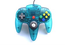 Official Nintendo 64 N64 Transparent Blue Controller with Tight Analog Stick