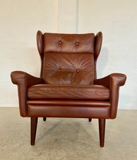 VINTAGE DANISH RETRO MID-CENTURY SVEND SKIPPER CARAMEL  BROWN  LEATHER CHAIR