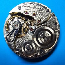 16 SIZE ILLINOIS 60 HOUR BUNN SPECIAL TYPE III POCKET WATCH MOVEMENT PARTS M 14