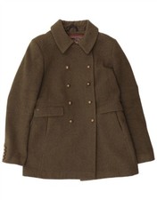 SUPERDRY Womens Pea Coat UK 14 Medium Khaki Wool AC01