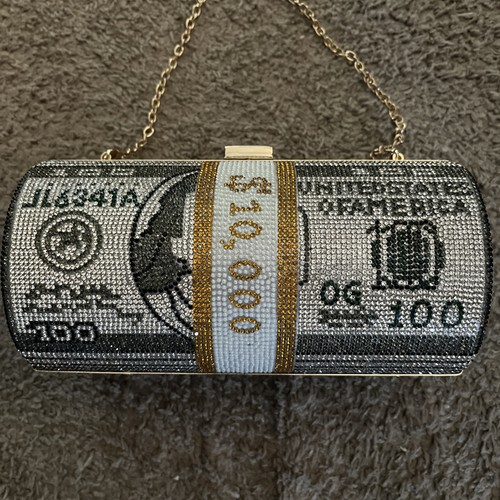 Bling rhinestone money clutch - money,