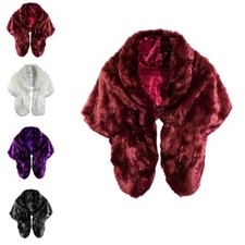 Women Ladies Faux Fur Bridal Wedding Plain Winter Party Warm Shawl Shrug Wrap UK