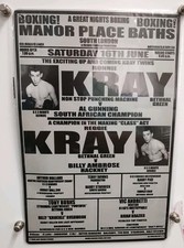 Vintage Style Boxing Publication / Tin Sign Ad Ronnie vs Reggie Kray (Twins) dbd