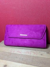 Lipsy Suede Effect Shoulder/Clutch Bag with Chain Strap In Raspberry