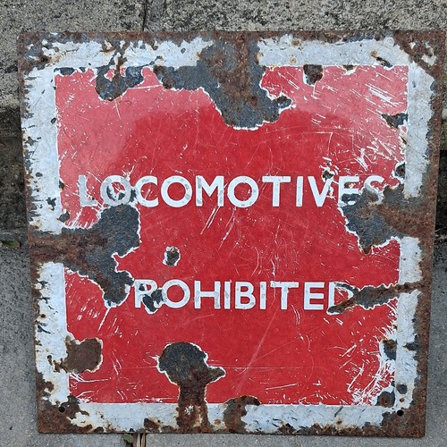 Old enamel railway sign - old,