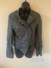Khaki Leather Jacket Size 8 By Firetrap