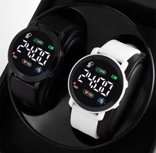 Couple LED Digital Watches Set Men Women Sports Silicone Band Time Date Display
