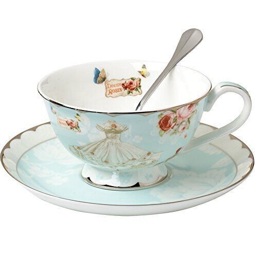 Teacup and saucer - and, spoon