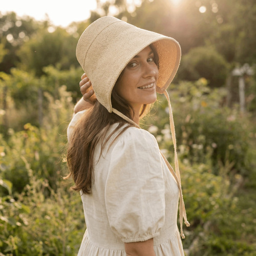 Linen straw bonnets sun - straw,