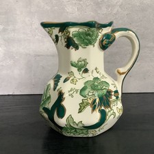 Masons Ironstone Chartreuse Jug / Vase - Made in England Green Floral 