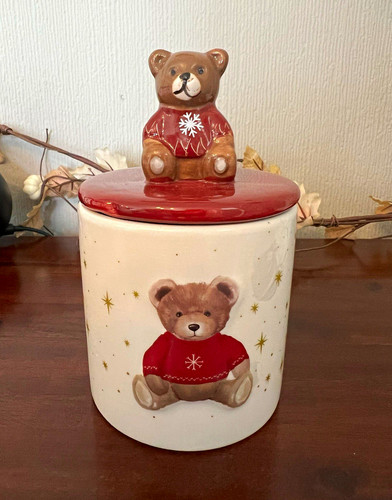 Ceramic teddy bear - bear, christmas