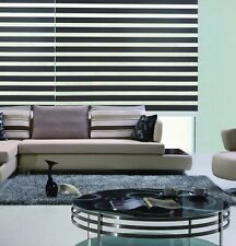Custom Day & Night Zebra Roller Blackout Blinds-Pitch Fabric - Metal Cassette