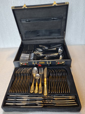 70 piece Kingtool Solingen Cutlery Canteen Set, Gold Trim - Serves 12 People VG