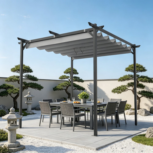 4x2 retractable pergola - 2.4x2.4m,