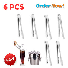 6 Pcs Kitchen Tongs Food Tongs Stainless Steel Tongs Mini Sweet Tongs Small for